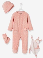 4-Piece Set for Newborn Babies blue dark solid with design