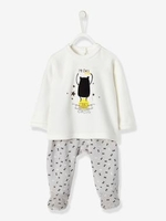 Baby Two-Pieces Velour Pyjamas white light solid with design
