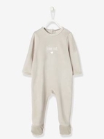 Baby Velour Pyjamas grey light solid with design