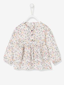 Blouse with Flower Print for Baby Girls white light all over printed