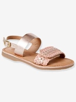 Braided Leather Sandals for Girls pink light metallized