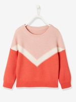 Colour Block Jumper for Girls pink light solid
