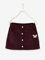 Corduroy Skirt for Girls pink dark solid with design