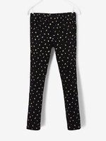 Corduroy Treggings for Girls black dark all over printed