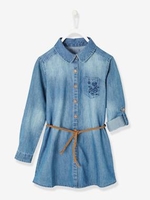 Denim Dress for Girls blue dark wasched