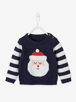 Father Christmas Knit Jumper for Babies dark blue