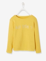 Fleece Sweatshirt for Girls grey medium solid with design