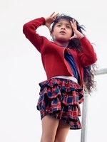 Frilled Dress for Girls red dark checks