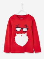 Fun Father Christmas Jumper for Boys red dark solid with design