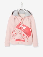 Hooded Cardigan with Zip for Girls blue dark solid with design