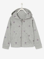 Hooded Jacket with Zip & Iridescent Hearts,  for Girls blue dark all over printed