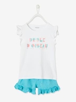 Jersey Knit Pyjamas with Frill,  for Girls white light all over printed