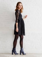 Lace Maternity Dress black dark solid