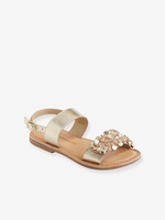 Leather Sandals for Girls white light solid