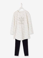 Nightie + Leggings for Girls white light all over printed