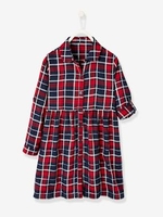 Plaid Shirt Dress,  for Girls black dark checks