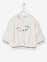 Plush Sweatshirt,  for Baby Girls pink light solid with design