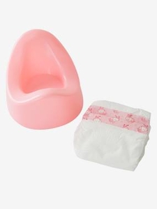 Potty + Nappy for Dolls white light solid with design