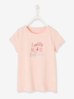 Printed T-Shirt for Girls pink light solid with design