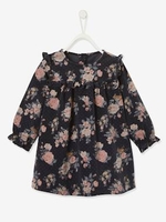 Printed Velour Dress for Babies dark blue/print