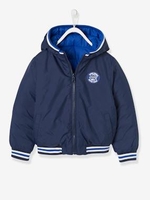 Reversible Jacket for Boys blue dark solid with design