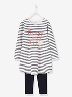Sailor Nightie + Leggings for Girls blue dark solid with design