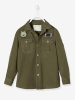 Shirt for Boys green dark solid with design