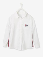 Shirt with Iridescent Stripes on the Sides,  for Girls white light solid with design