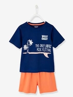 Short Pyjamas for Boys blue dark solid with design