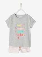 Short Pyjamas for Girls,  Fish & Kiss grey light mixed color