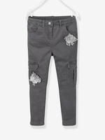 Slim Leg Cargo Trousers for Girls grey dark solid with design