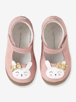 Soft Leather Shoes for Babies pink light solid with design