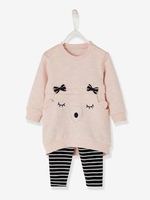 Striped Dress & Leggings Sports Set pink light solid with design