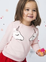 Sweatshirt with Unicorns for Girls pink light solid with design