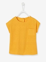 T-Shirt with Broderie Anglaise for Baby Girls orange medium solid