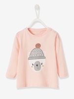 Top with Fun Motif,  for Baby Girls pink light solid with design
