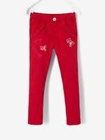 Trousers with Fancy Details for Girls red dark solid with design