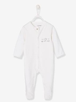 Unisex Sleepsuit for Newborn Babies in Cotton white light solid with design