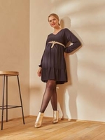 V-Neck Short Dress,  Maternity & Nursing Special black