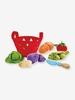 Vegetable Basket in Fabric,  HAPE red bright solid with desig