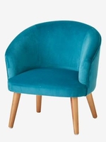 Velour Armchair for Children green medium solid