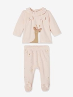 Velour Christmas Pyjamas for Babies pink
