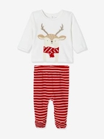 Velour Christmas Pyjamas for Babies white