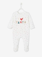 Velour Christmas Sleepsuit for Babies white/print