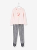 Velour Footed Pyjamas for Girls pink light solid with design