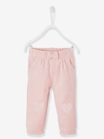 Velour Joggers for Baby Girls pink light solid