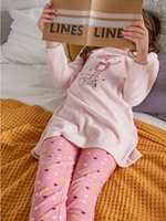 Velour Nightdress + Leggings for Girls pink light solid with design