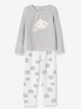 Velour Pyjamas for Girls grey light solid with design