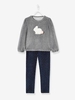 Velour Pyjamas for Girls grey medium solid with design
