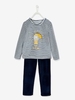 Velour Pyjamas with "Let it Rain" for Girls grey light striped
